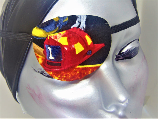 Unisex handmade cotton eye patches "FIREFIGHTER"/ 2 styles/eye care/cataract aid/vision accessory