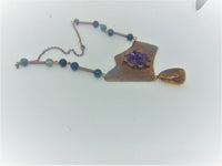 Woman's copper bib necklace "TROPICAL PASSION"/ handcrafted: AMBER,COPPER, AMETHYST/ONLY 1