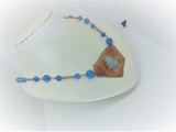 Bib necklace "ARABIAN NIGHTS"/ handcrafted: TURQUOISE, COPPER, LARAMAR/ ONLY 1