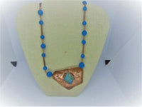 Woman's art deco pendant necklace "FIERENZA"/ handcrafted: copper, laramar, turquoise stones/ ONLY 1