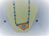 Woman's art deco pendant necklace "FIERENZA"/ handcrafted: copper, laramar, turquoise stones/ ONLY 1