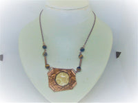 Woman's handcrafted pendant necklace"TSARINA  ANASTASIA"/copper, tiger's eye/ ONLY 1