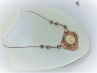 Woman's handcrafted pendant necklace"TSARINA  ANASTASIA"/copper, tiger's eye/ ONLY 1