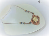 Woman's handcrafted pendant necklace"TSARINA  ANASTASIA"/copper, tiger's eye/ ONLY 1