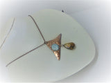 Pendant necklace "NOVA"/handcrafted: AMBER, COPPER, LARIMAR/ haute couture/ONLY 1