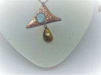 Pendant necklace "NOVA"/handcrafted: AMBER, COPPER, LARIMAR/ haute couture/ONLY 1