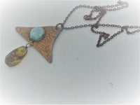 Pendant necklace "NOVA"/handcrafted: AMBER, COPPER, LARIMAR/ haute couture/ONLY 1