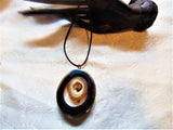 Pendant necklace expertly hand carved horn/silk string/fashion jewelry/bohemian/length 16"