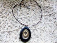 Pendant necklace expertly hand carved horn/silk string/fashion jewelry/bohemian/length 16"